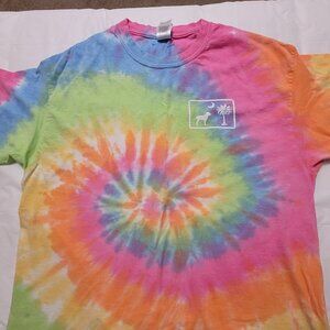 Palmetto Moon Tie Dye T Shirt with Dog, Multi Color Size Large